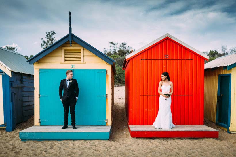 Wedding Photos at Melbourne's world famous Beachboxes