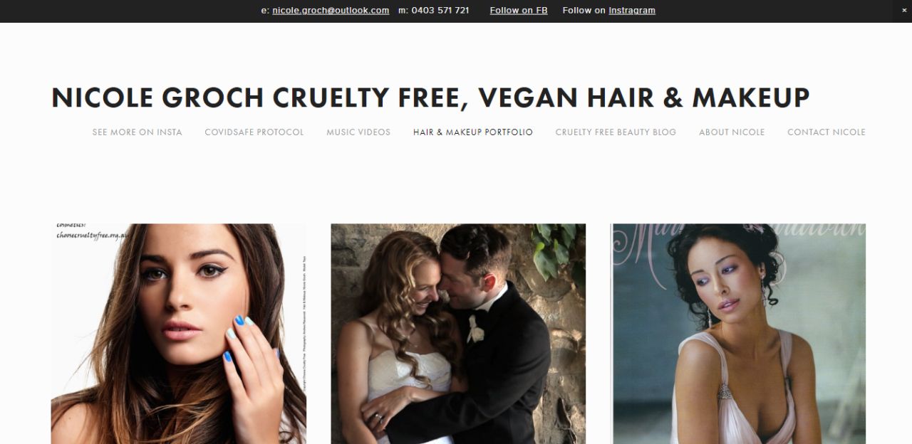 Nicole Groch Cruelty Free, Vegan Hair & Makeup Wedding & Bridal Beauty Salon In Melbourne